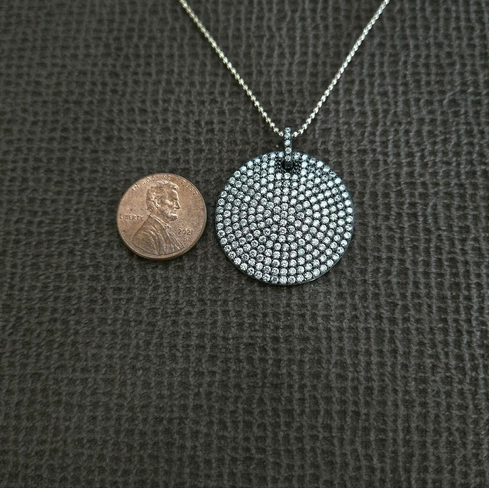 Mary Louise Designs Pave Disc💿 Pendant Necklace - Picture 4 of 15